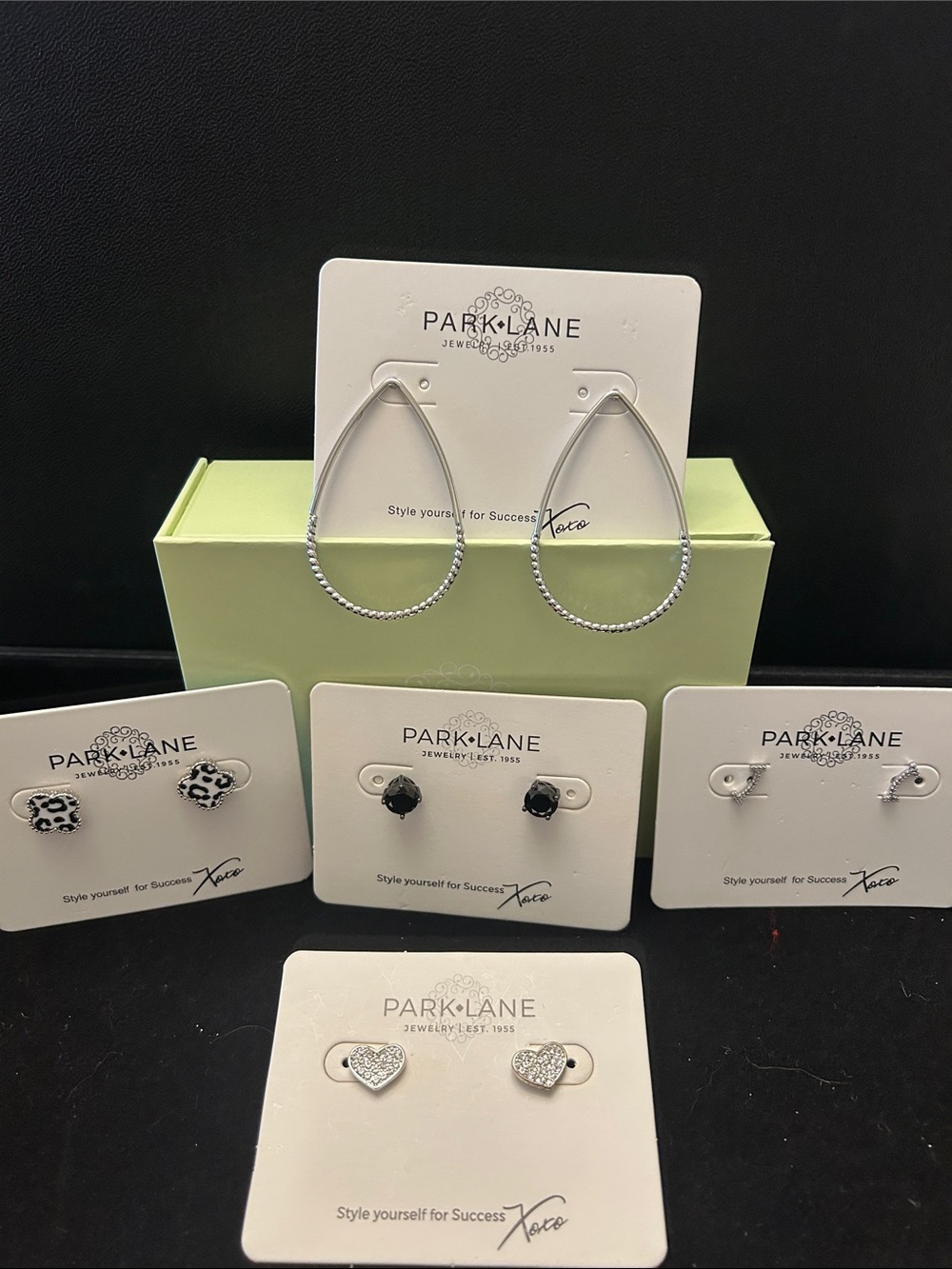 Park Lane Silver Teardrop Hoop Earrings with Assorted Stud Sets Bundle and Save!